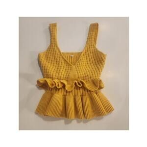 Women's Knit Peplum Tank, Mustard Yellow, Small